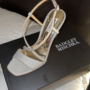 Brand New Badgley Mischka Silver Heels